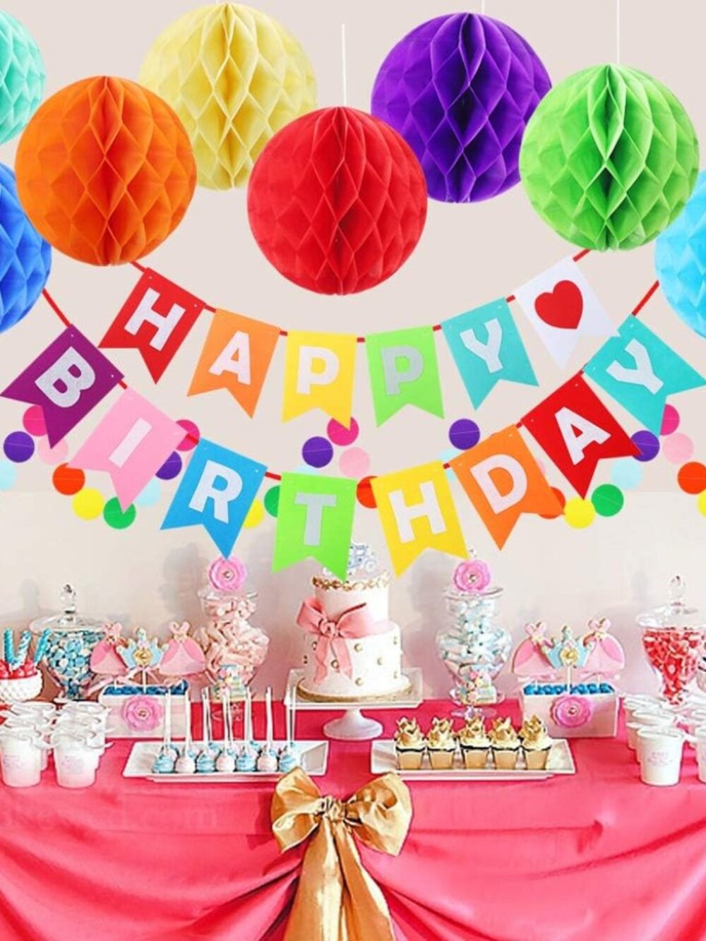 Rainbow Paper Garland Decorations for Birthday Party Decor - Picture 2 of 6